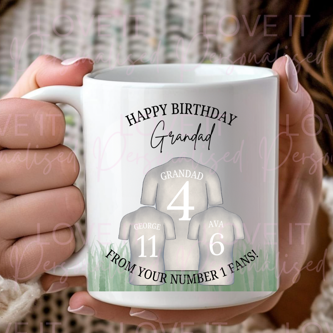 Happy Birthday Football Shirt Mug- up to 4 shirts