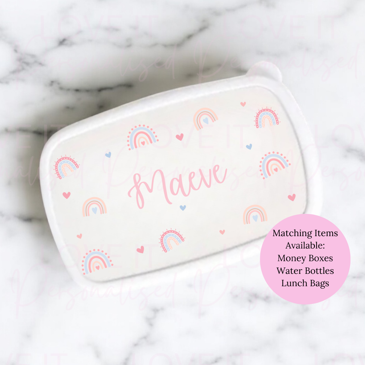 Personalised Boho Rainbow Lunch/Snack Box