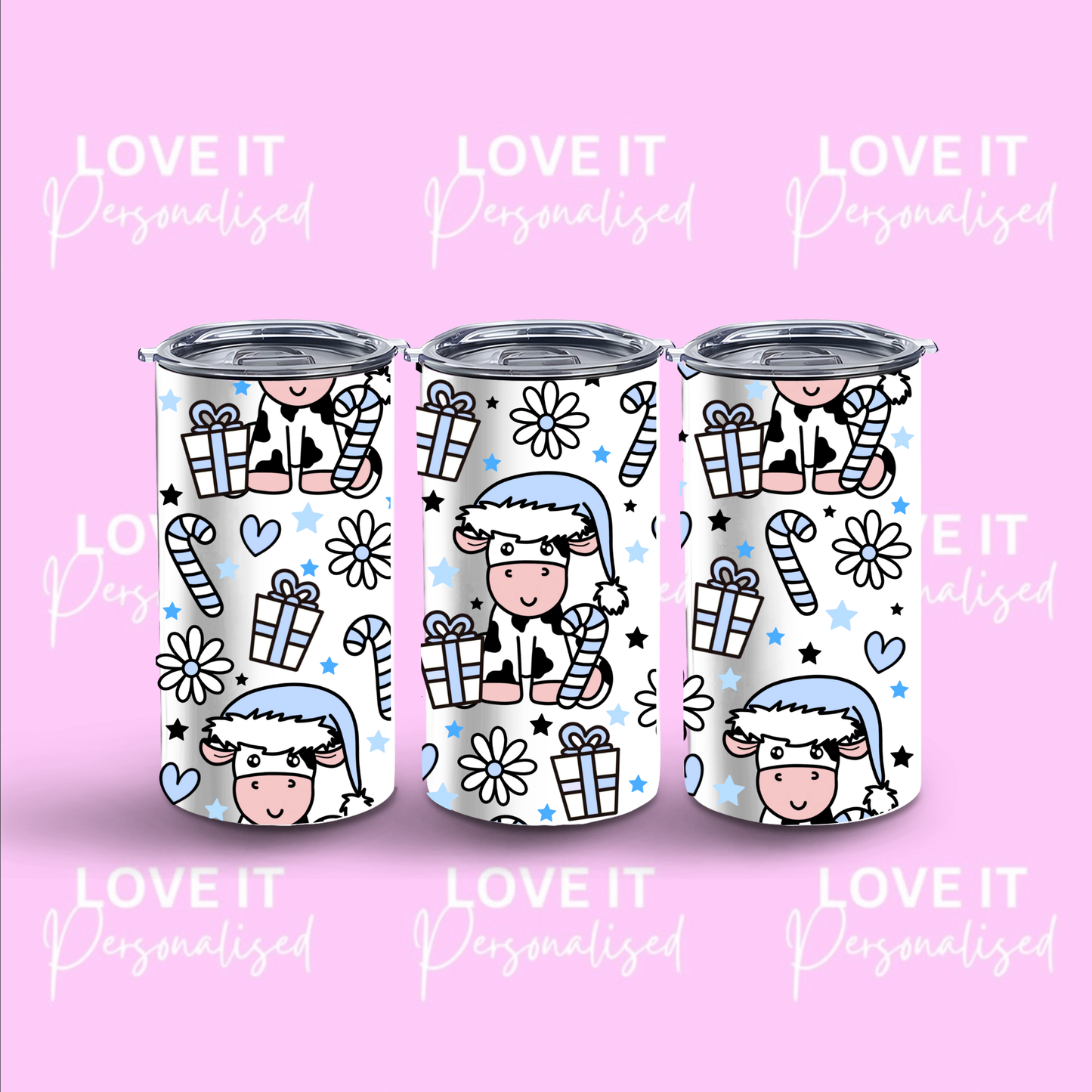 Blue Christmas Cow 12/20oz Tumbler