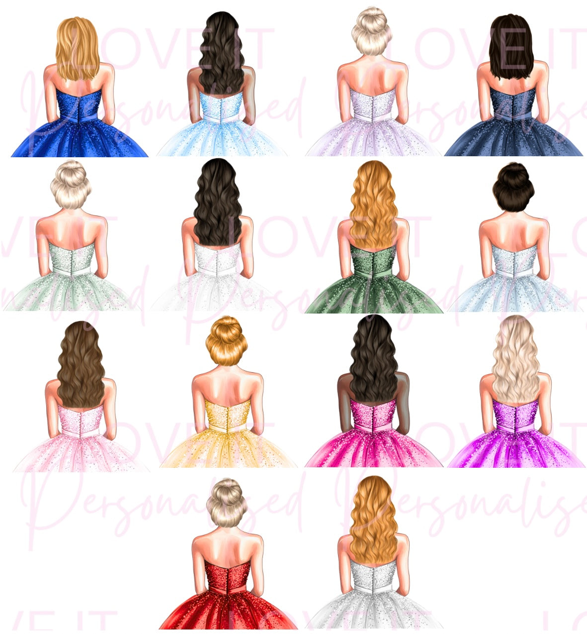 Personalised Prom Magnetic Gift/Memory Box - Changeable Dress Colours and Hair Styles