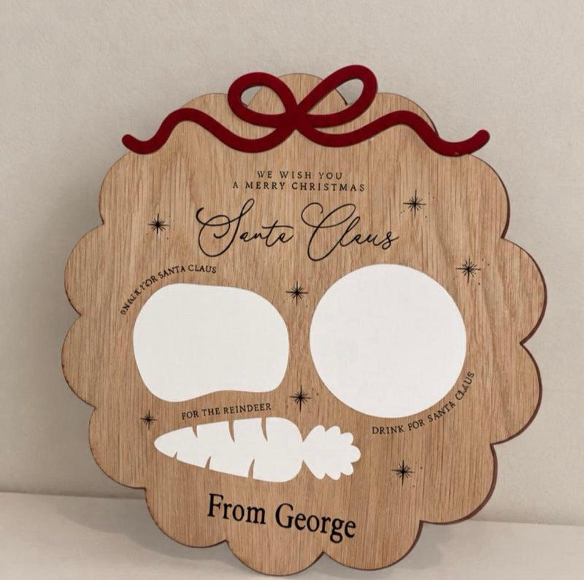 Personalised Christmas Oak Santa Treat Board