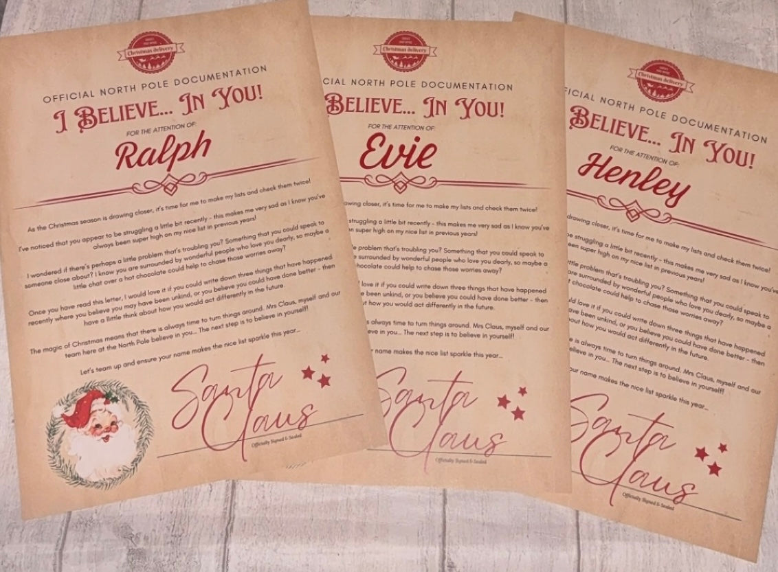 Personalised Believe In You Letter