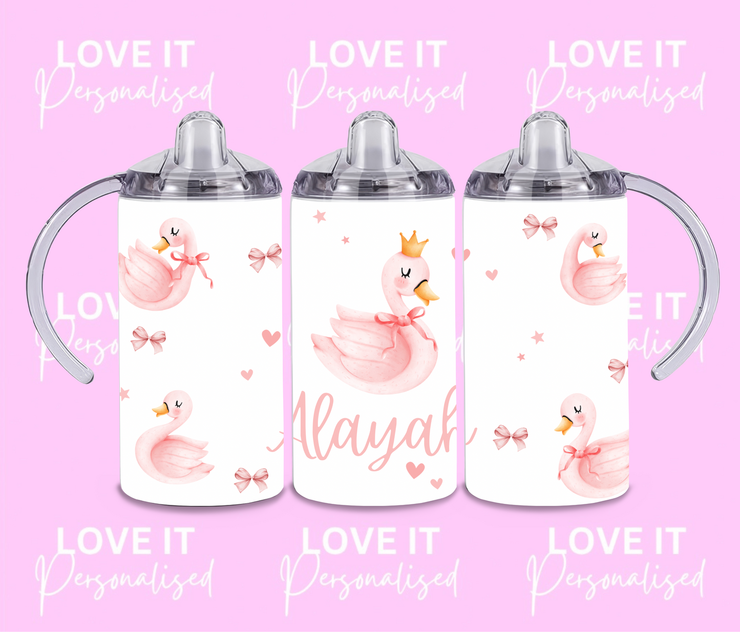 Personalised Swan Children's Sippy Cup (two lids)
