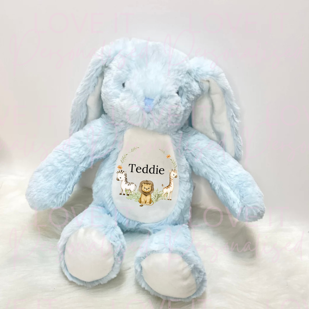 Personalised Bunny Teddy - Safari Wreath Design