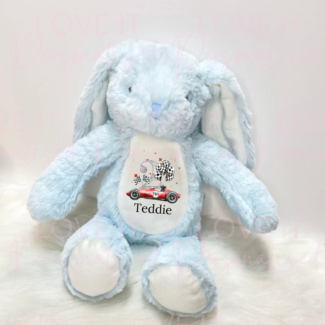 Personalised Bunny Teddy - Birthday Car Design