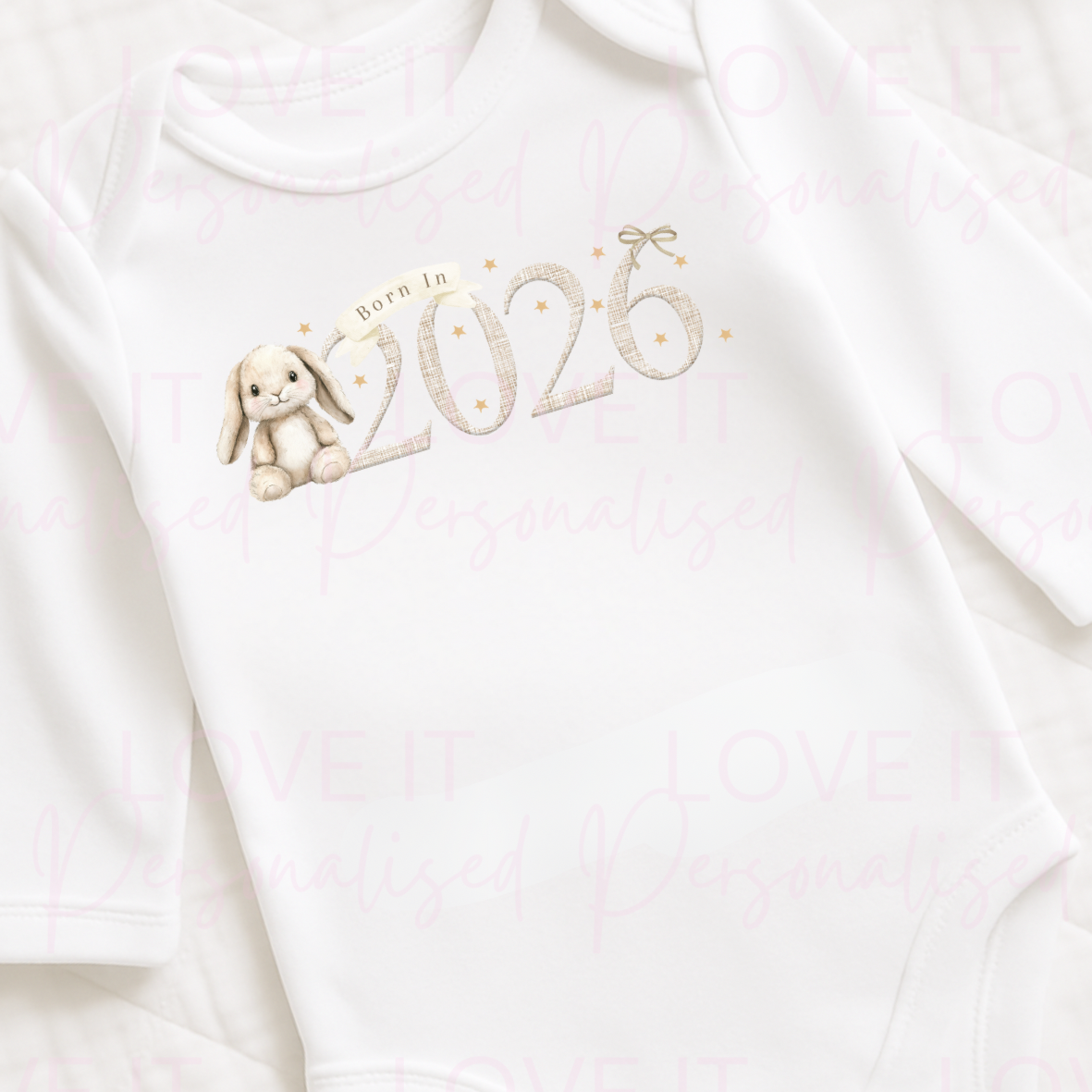 Born In 2026 Bunny Baby/Pregnancy Announcement Baby Bodysuit