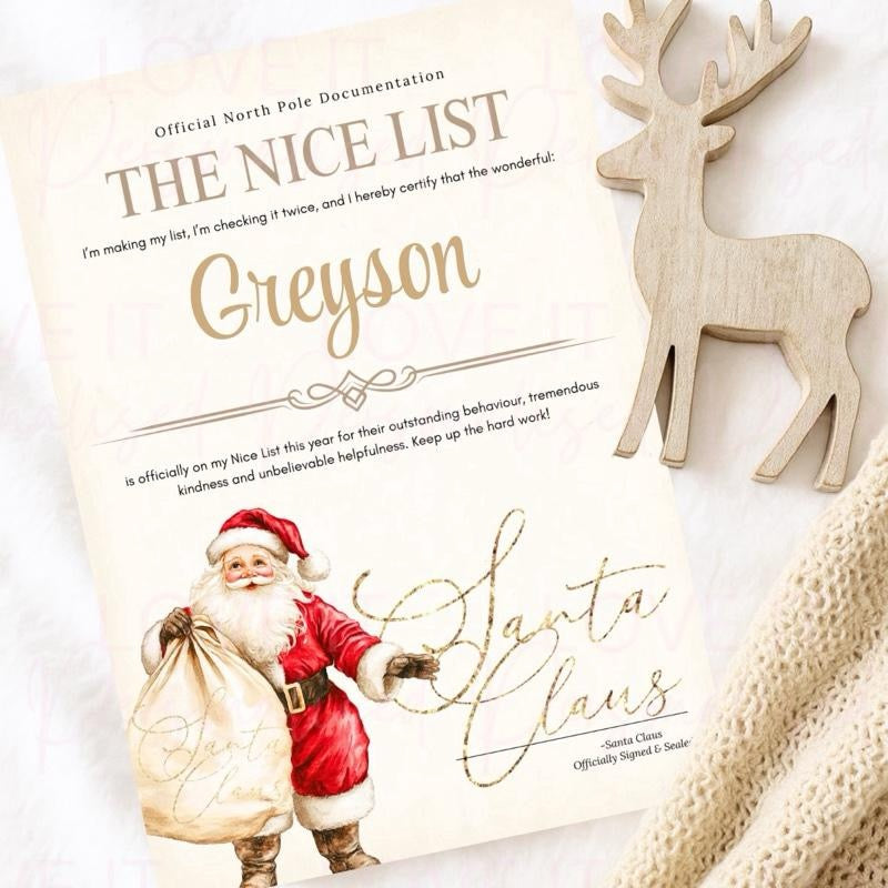 Personalised Nice List Certificate