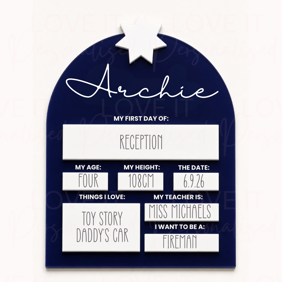 Personalised Back To School Arch Star Acrylic Board