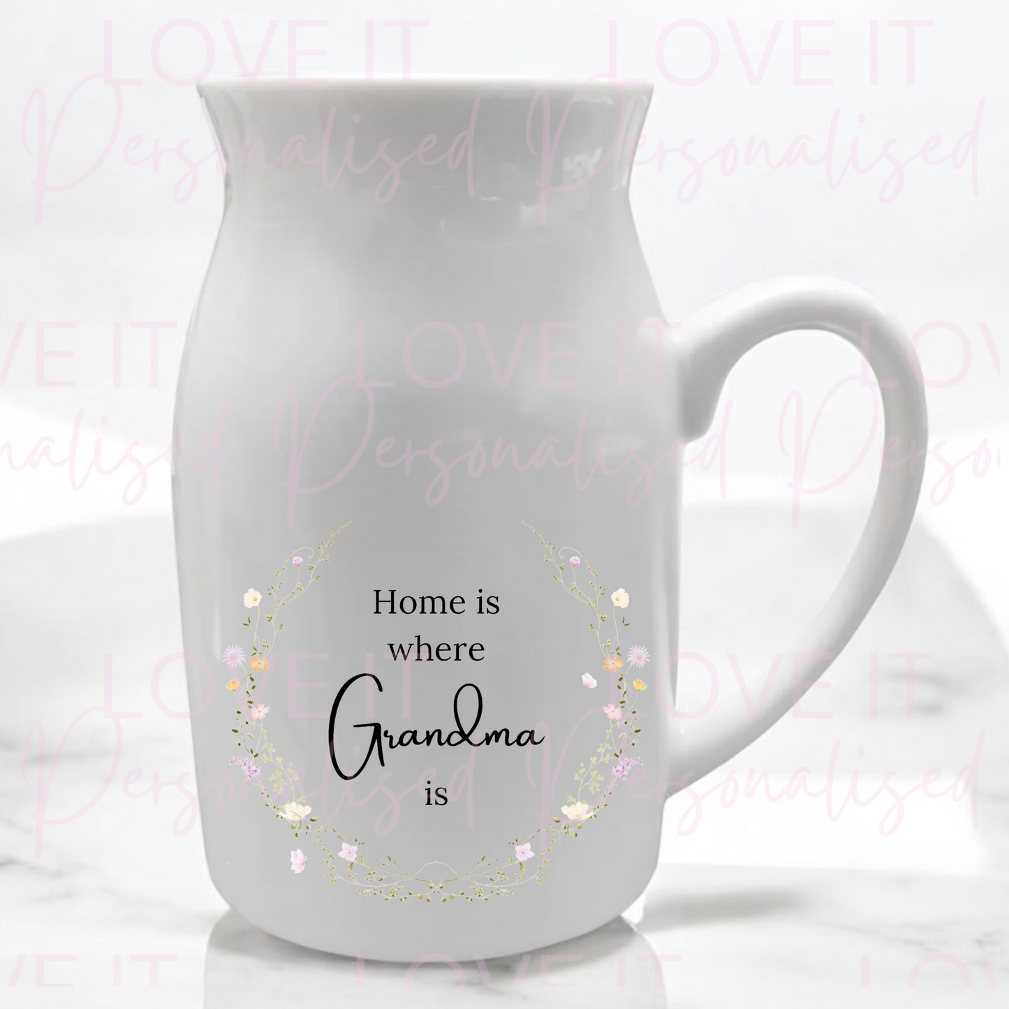 Home Is Where… Is Flower Ceramic Vase/Milk Jug