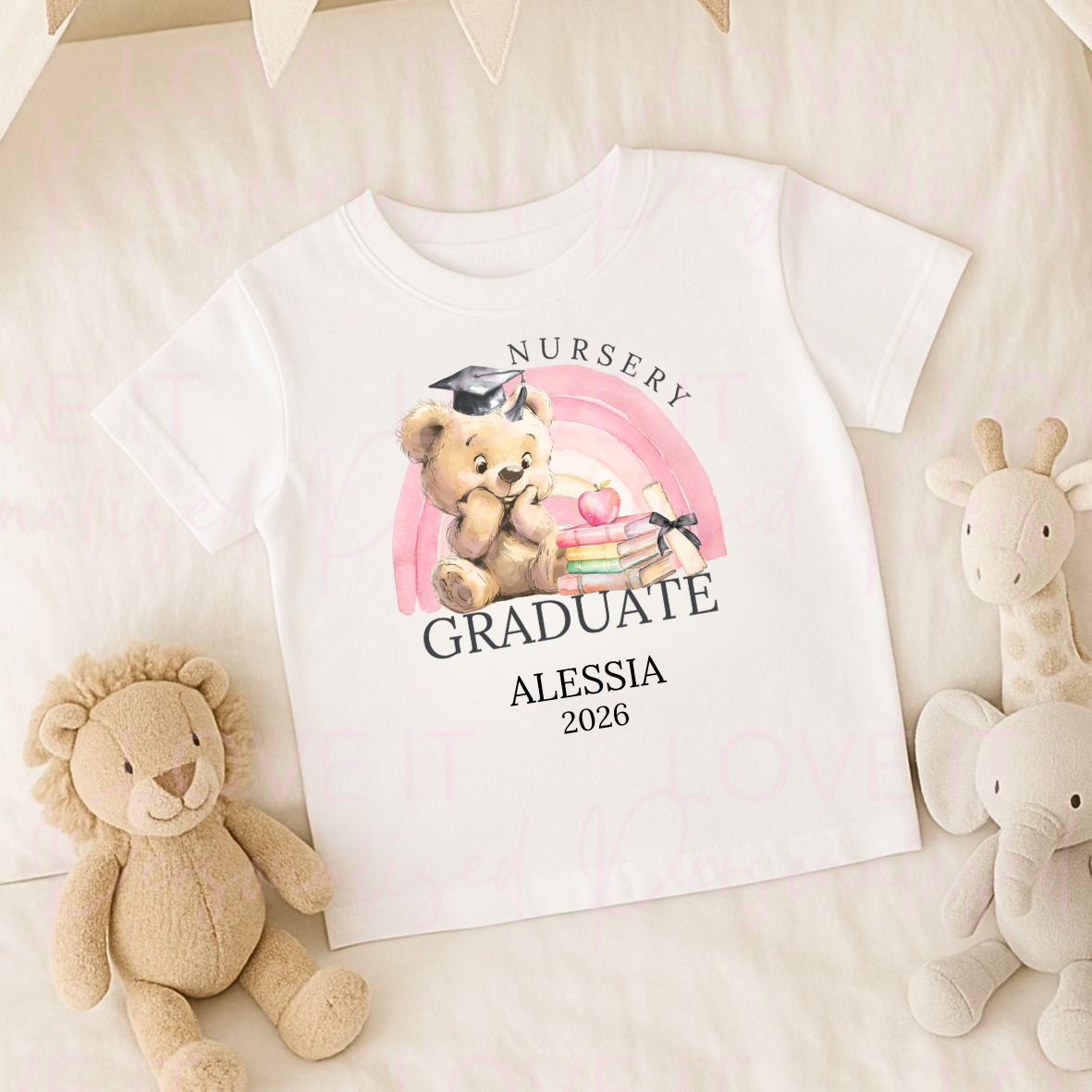 Personalised Nursery/Pre-School Graduate Pink/Blue T-Shirt