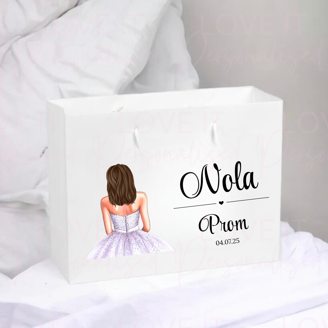 Personalised Prom Gift Bag - Changeable Dress Colours and Hair Styles