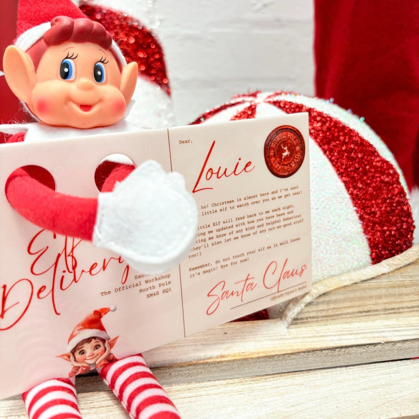 Personalised Elf Arrival Acrylic Postcard (elf not included)