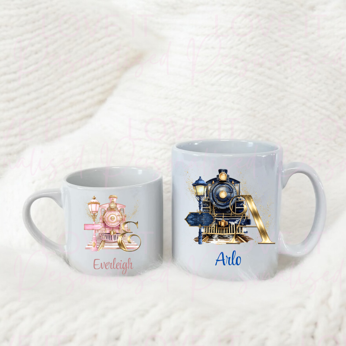 Personalised Christmas Train Initial Mug - 6oz & 11oz