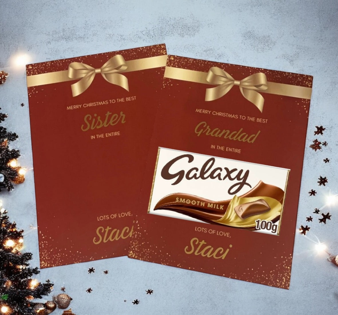 Personalised Merry Christmas Galaxy Board Red or Blue PRINT ONLY