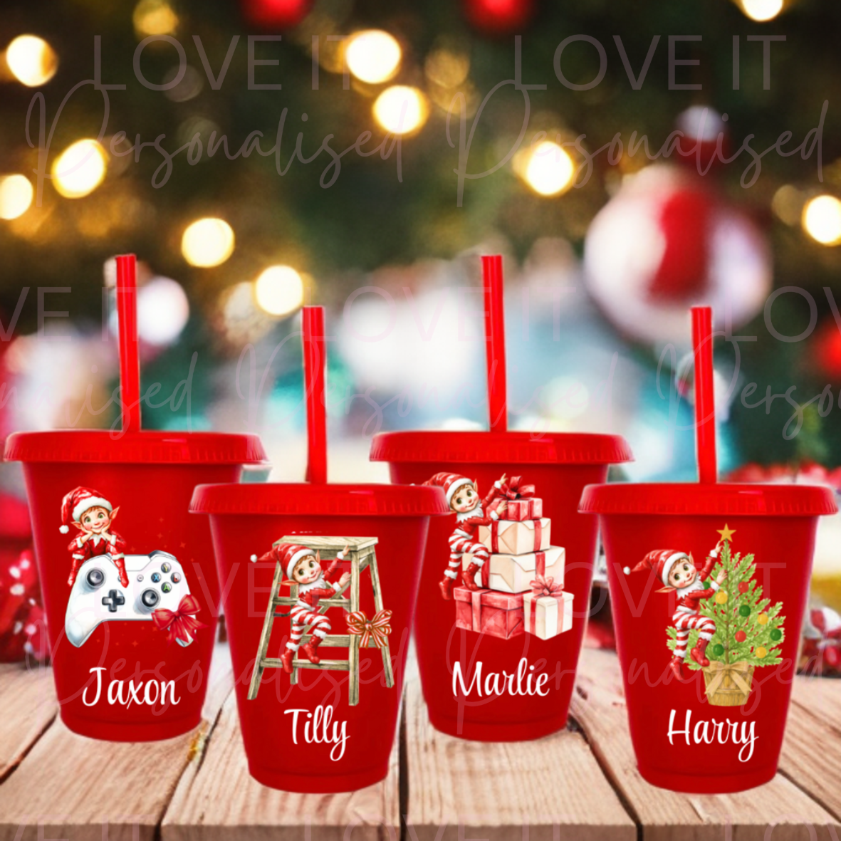 Personalised Children’s Elf Christmas 16oz Cold Cups