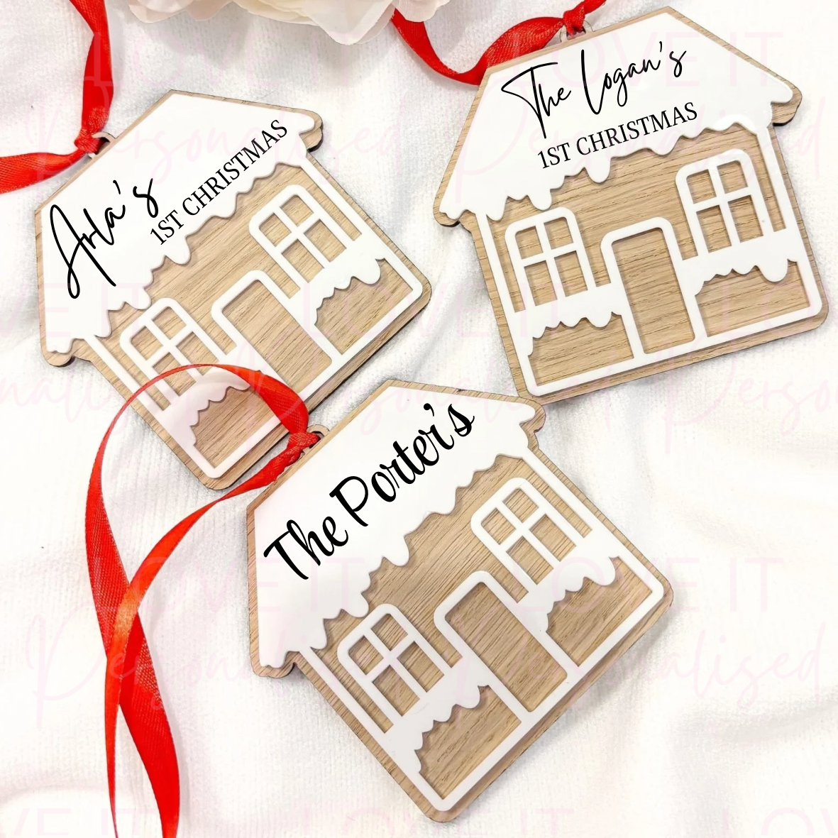 Personalised Christmas Acrylic Gingerbread House Hanging Ornament