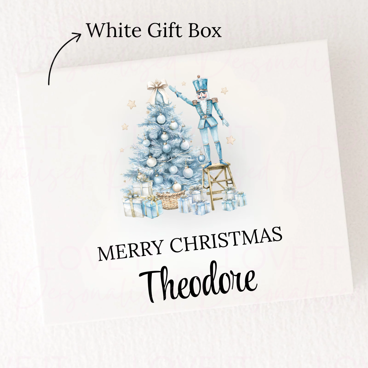 Personalised Christmas Magnetic Gift/Eve Box - Blue Nutcracker Design