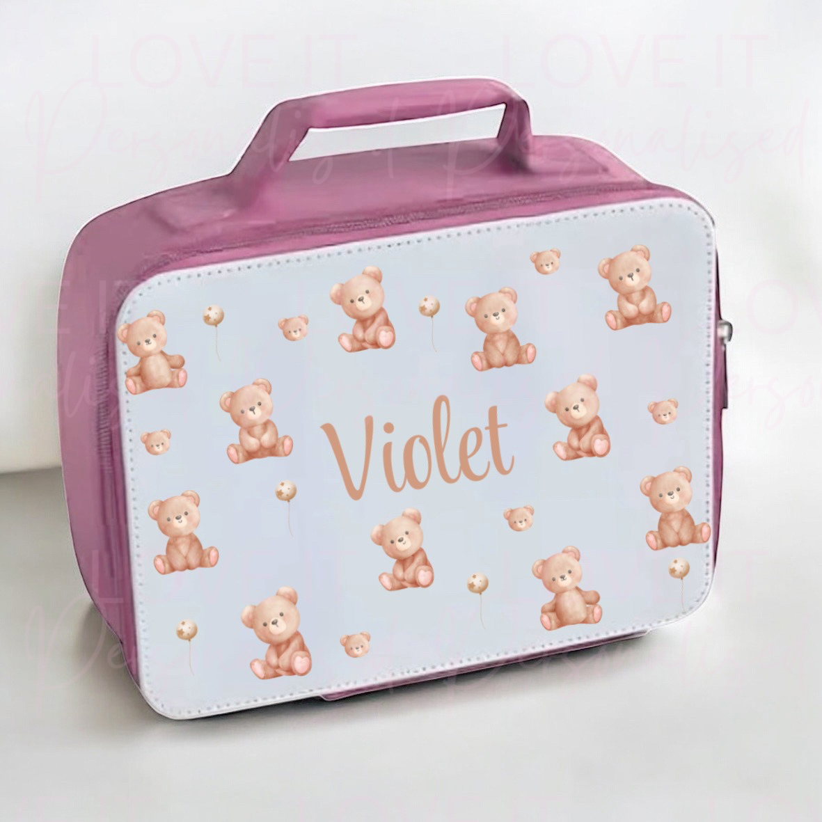 Personalised Teddy Bear Black Lunch Bag