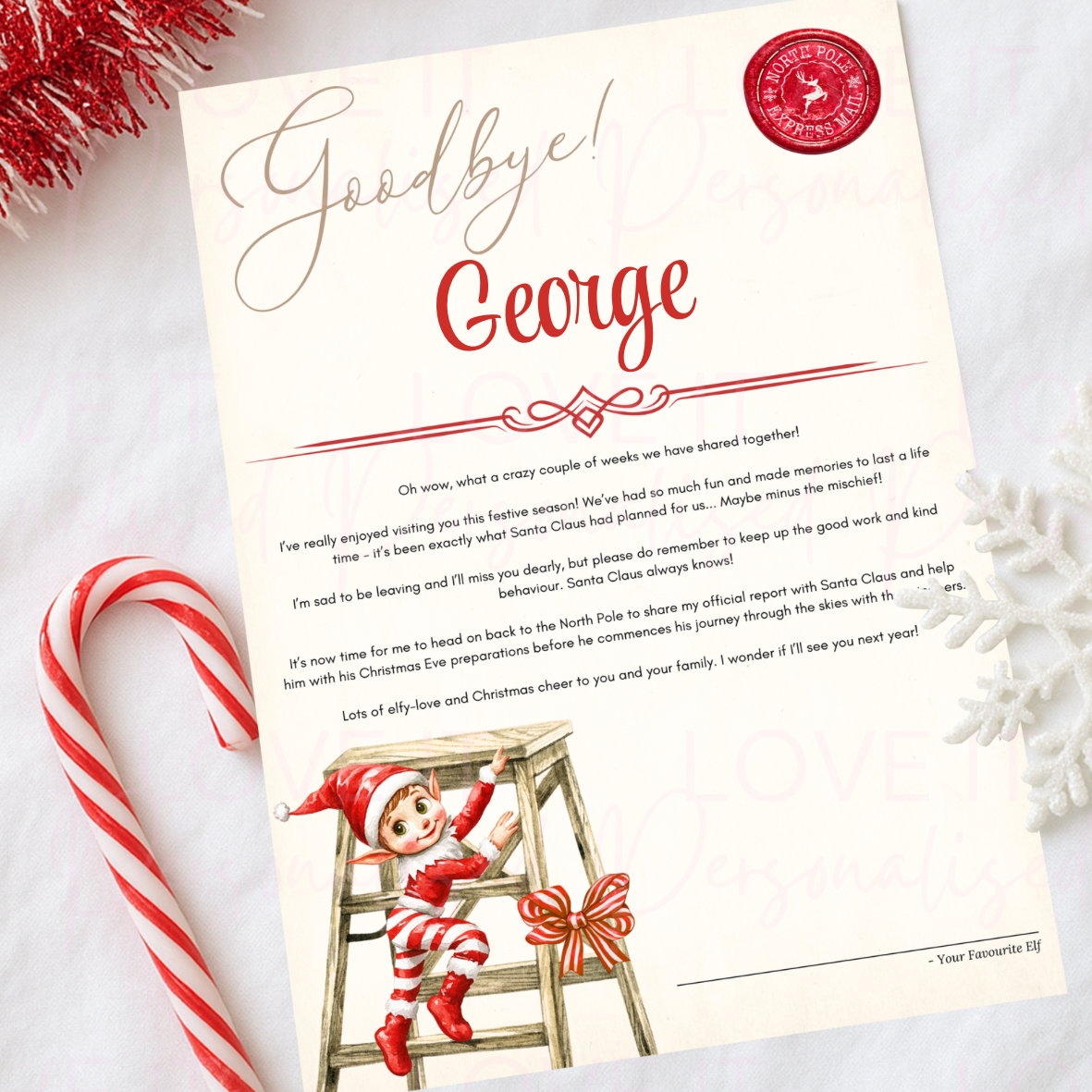 Personalised Elf Arrival/Goodbye Letter