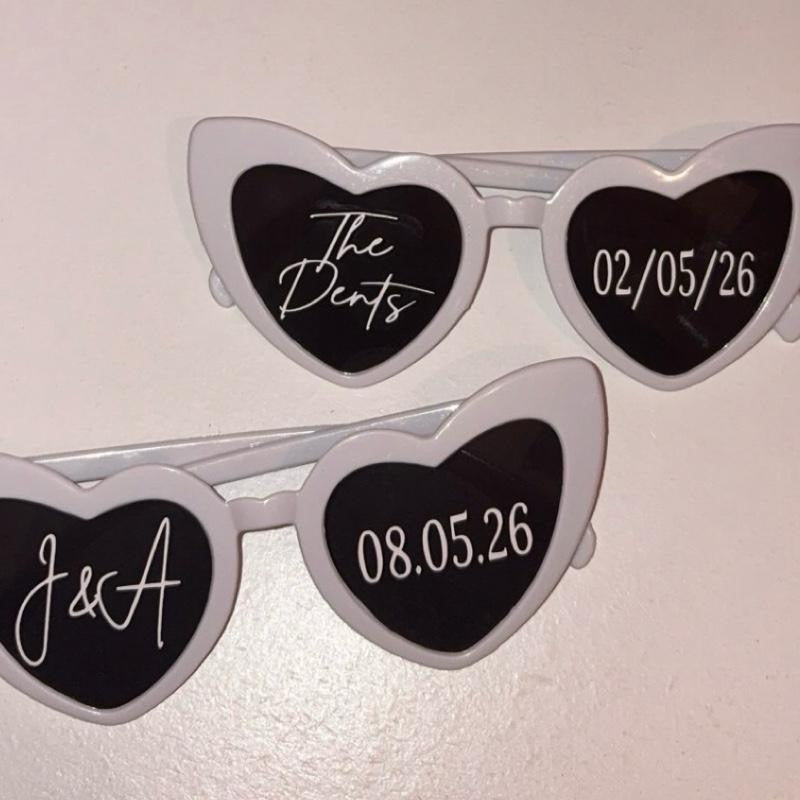 Personalised Wedding Heart Glasses - Black/White