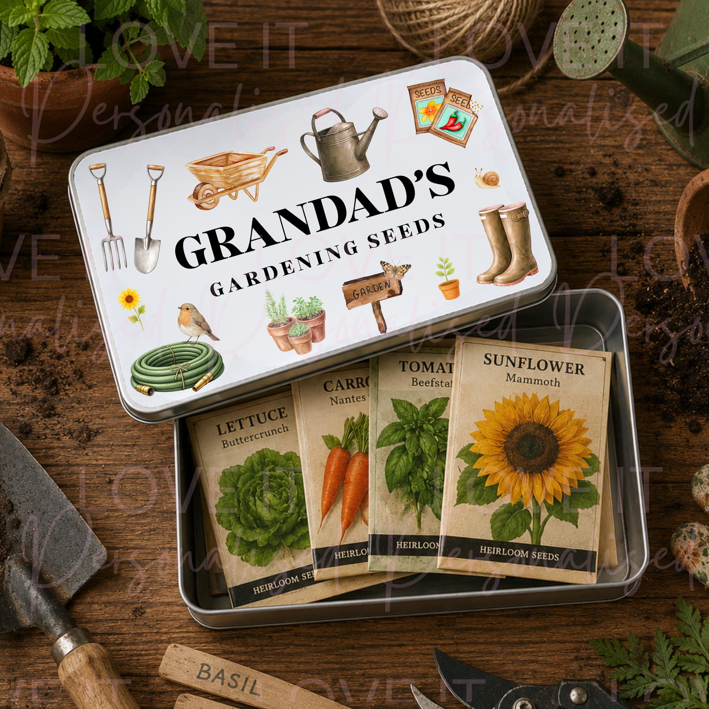 Personalised Gardening Seeds Tin
