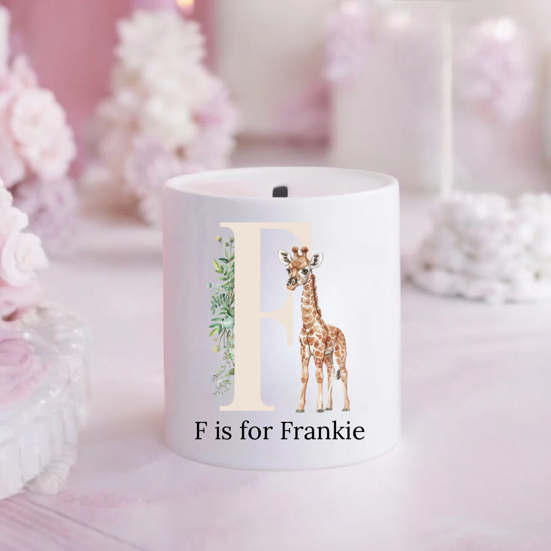 Personalised Giraffe Initial Money Box