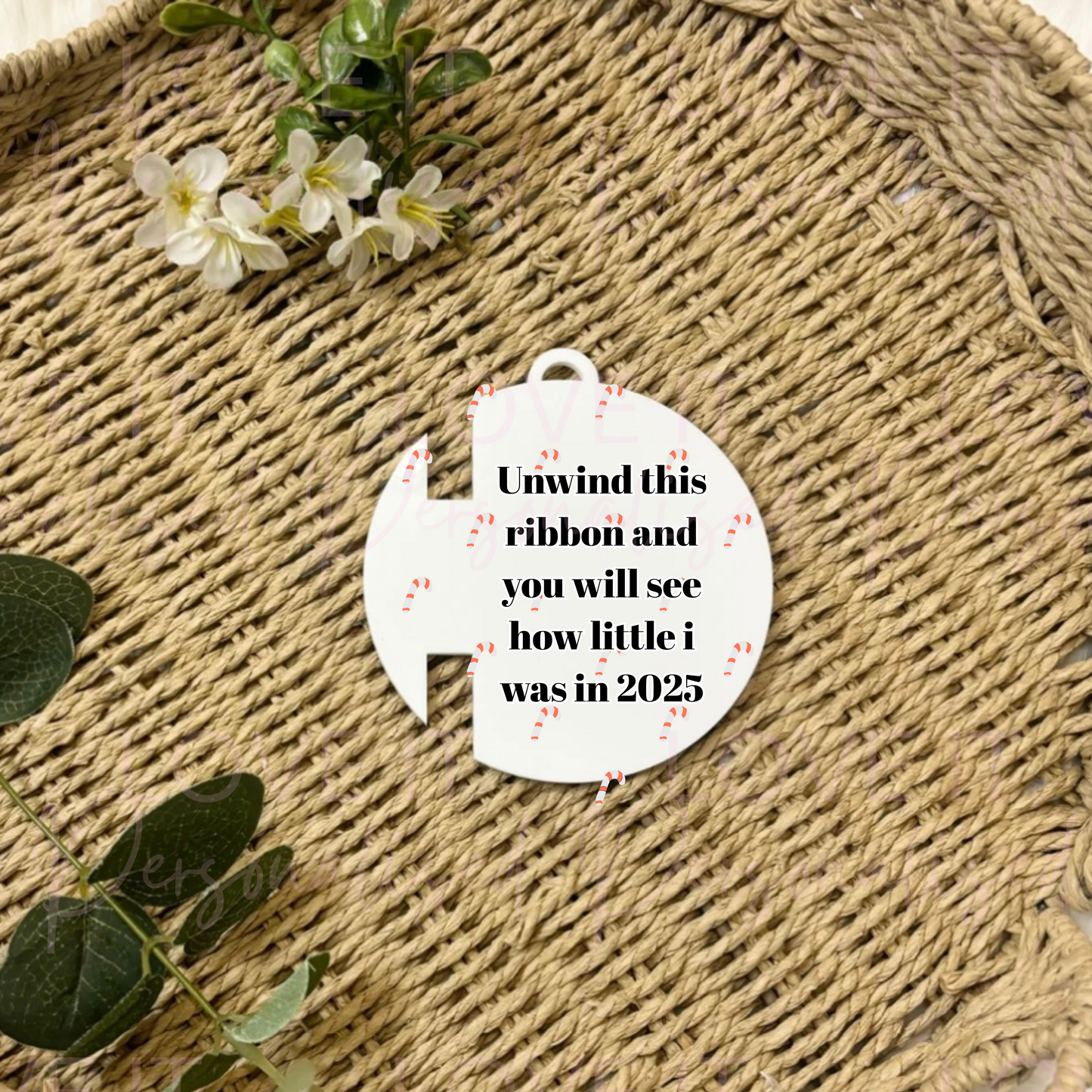 Personalised Christmas Ribbon Height Ornament