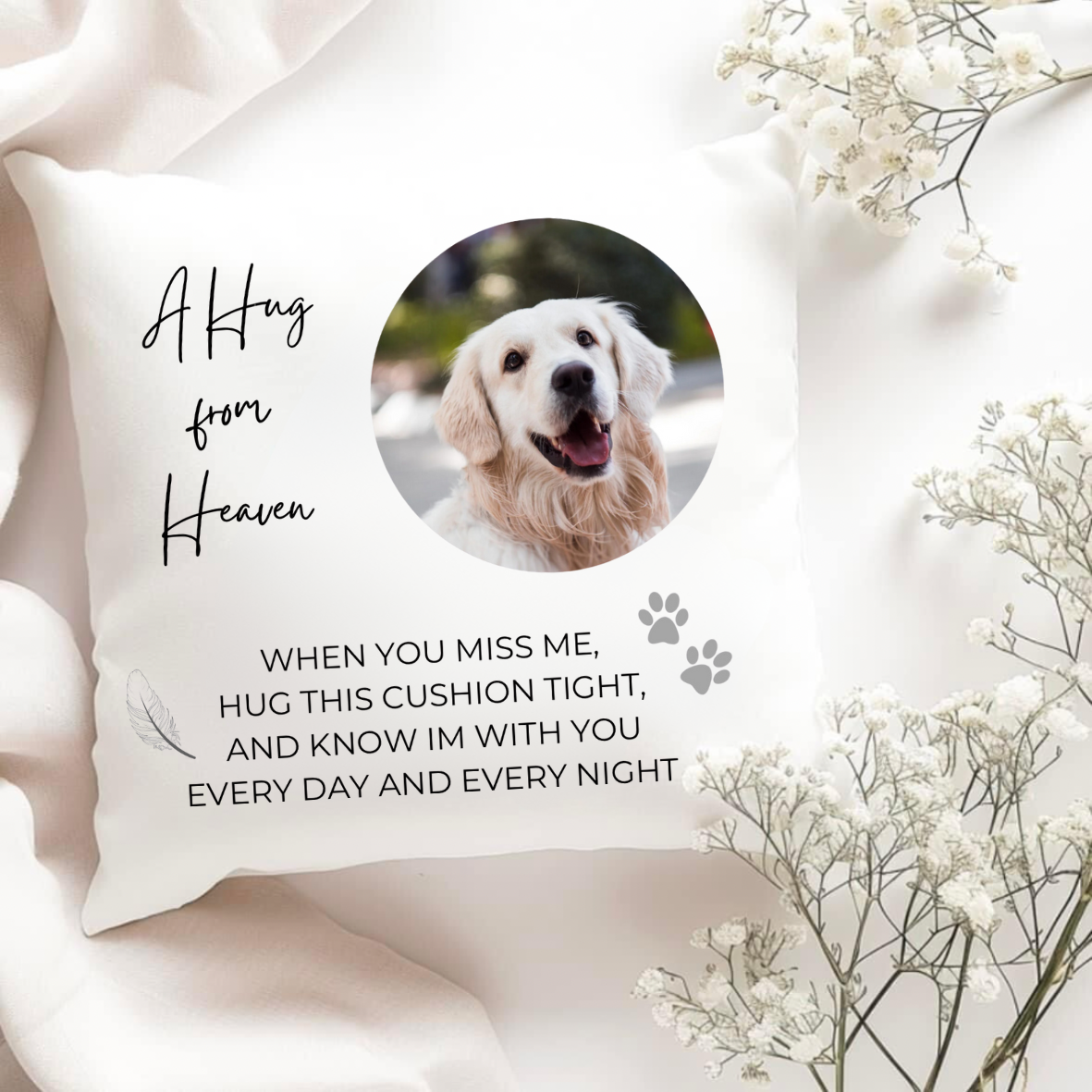 Pet Memorial Cushion - A Hug From Heaven Design
