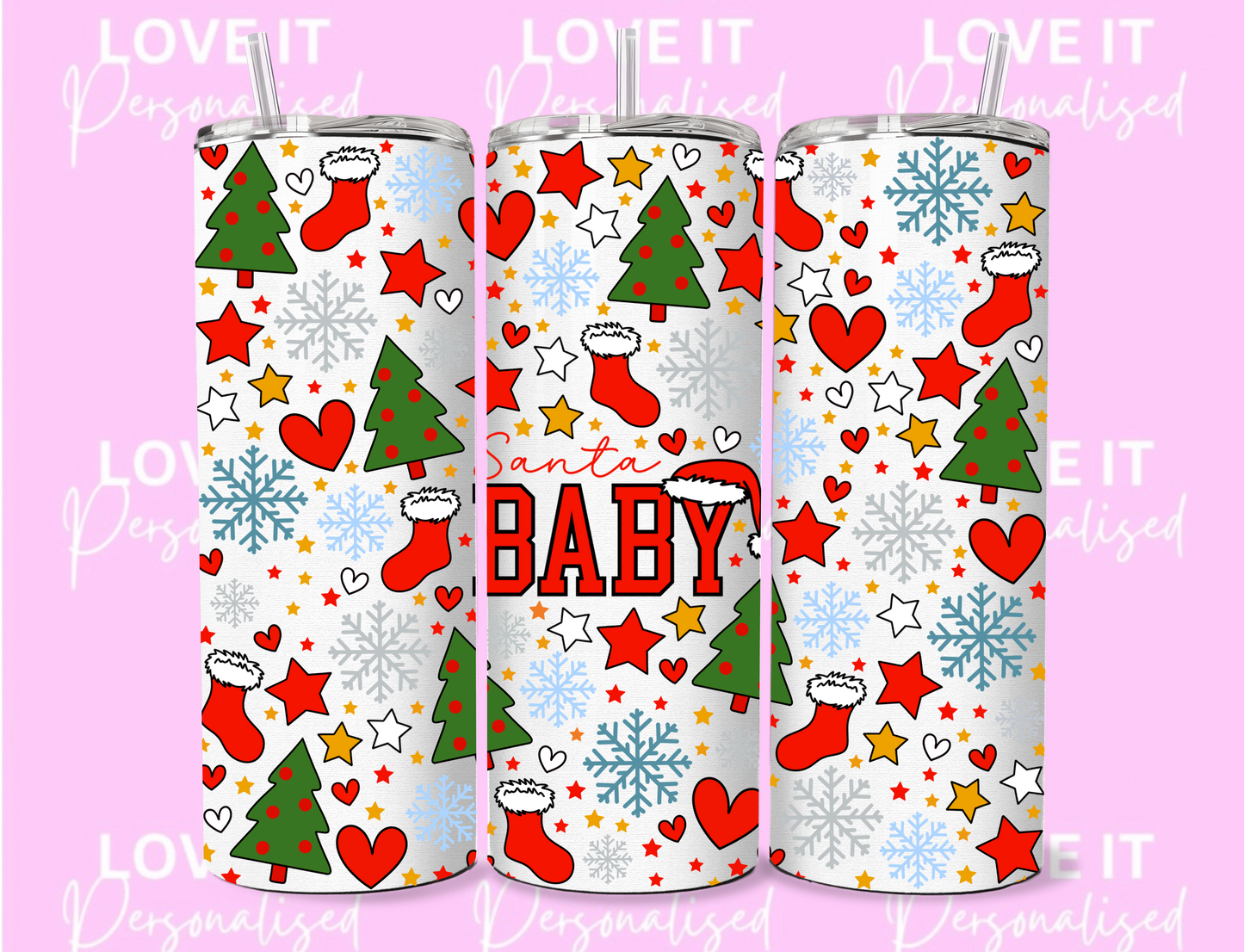 Red Santa Baby 12/20oz Christmas Tumbler