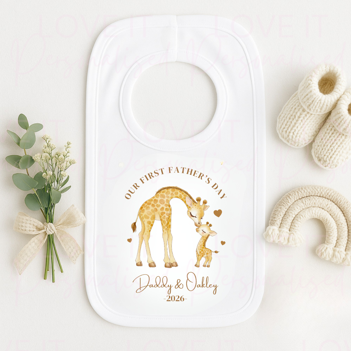 Personalised 1st Father's Day Sleepsuit - Giraffe