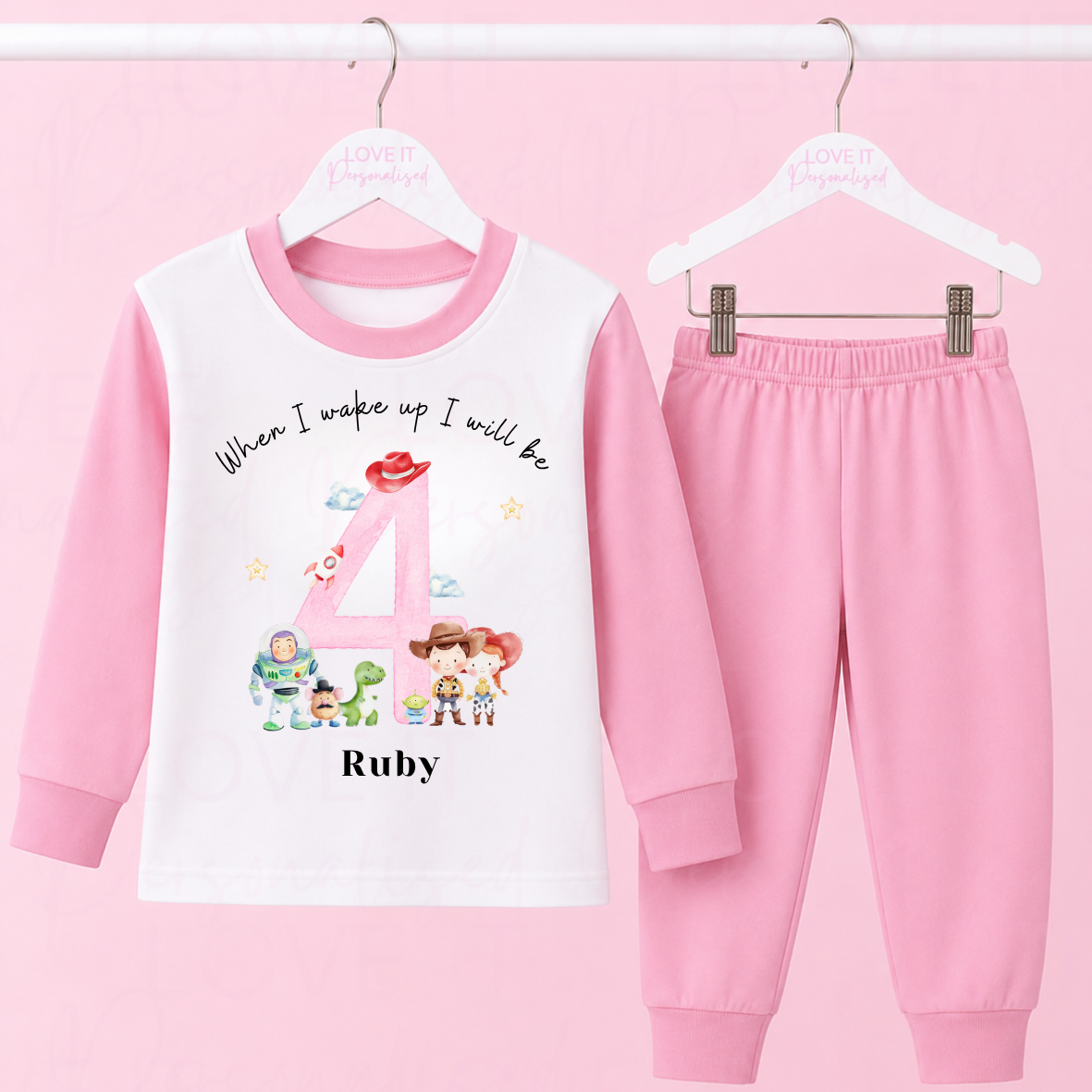 Personalised Toy Pink/Blue Birthday Pyjamas