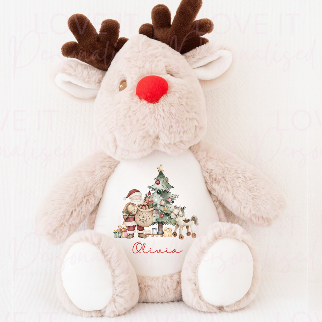 Personalised Santa Christmas Reindeer Teddy