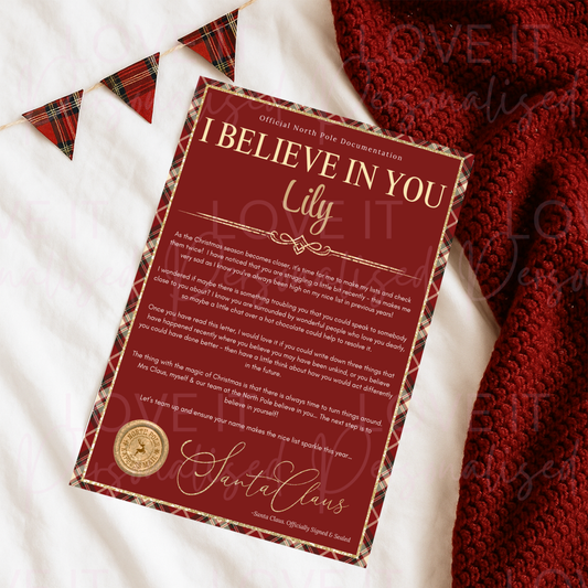 Personalised I Believe In You Letter
