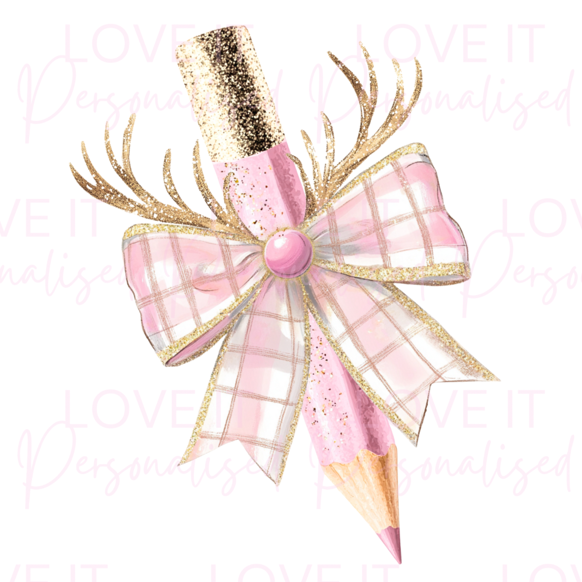 Personalised Christmas Pencil Bow Mug/Coaster