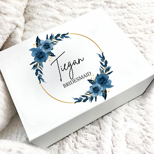 Personalised Navy Bridesmaid Magnetic Gift Box