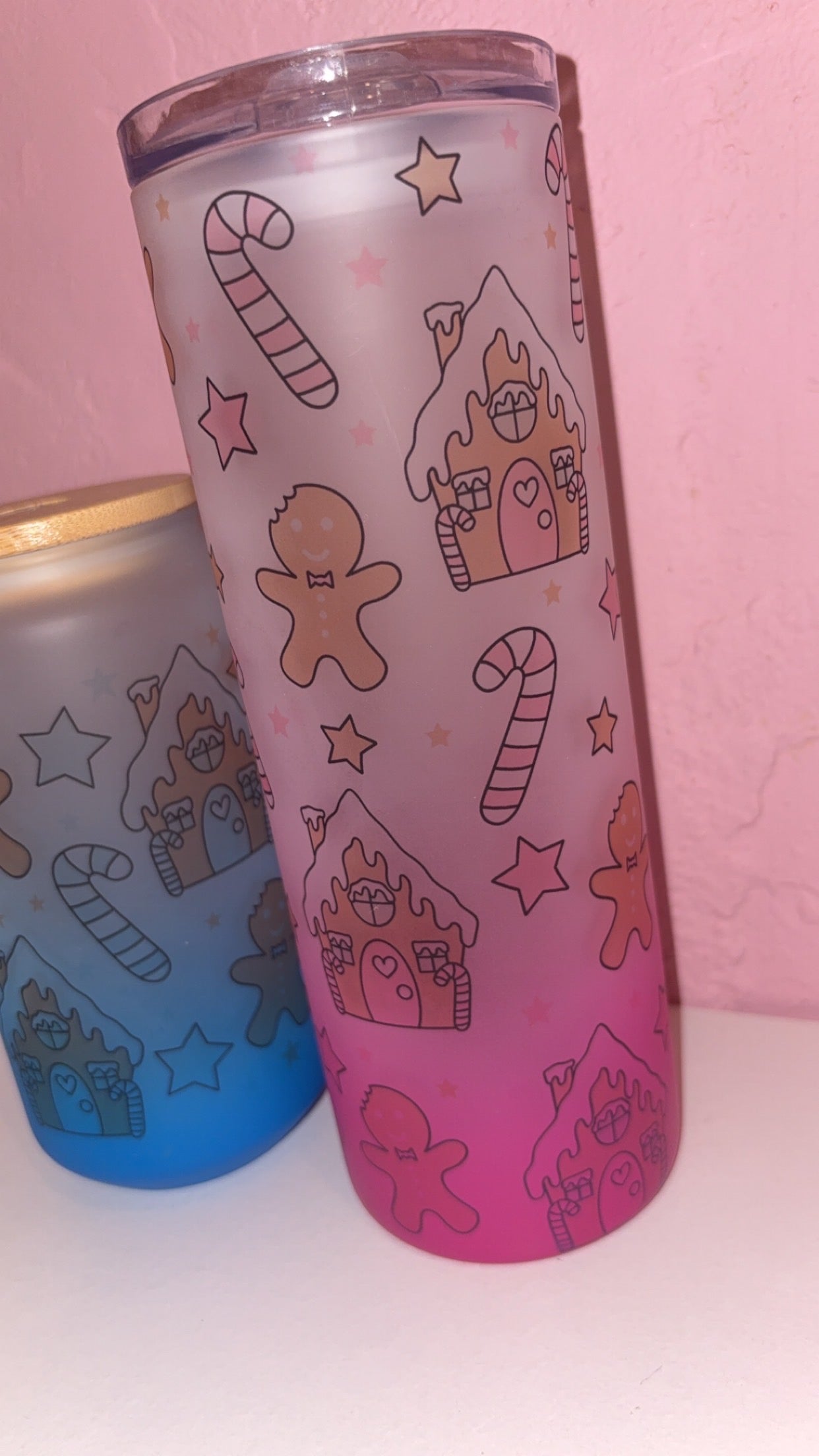 Gingerbread House Glass Libbey Can/Tumbler