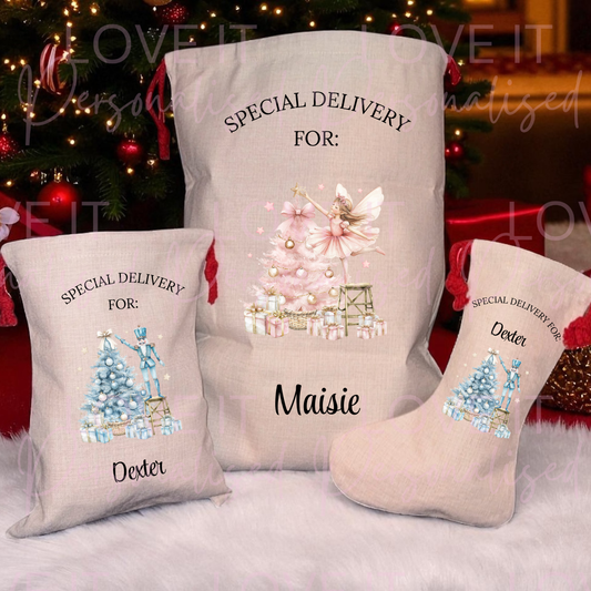 Personalised Christmas Tree Stocking/Sack