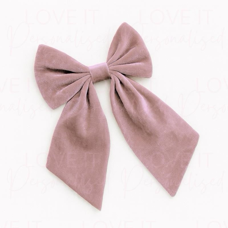 Personalised Large Velvet Hair Bow With Clip - 8 Colours