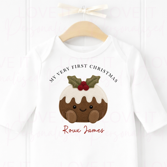 Personalised My First Christmas Pudding Bib/Bodysuit/Sleepsuit