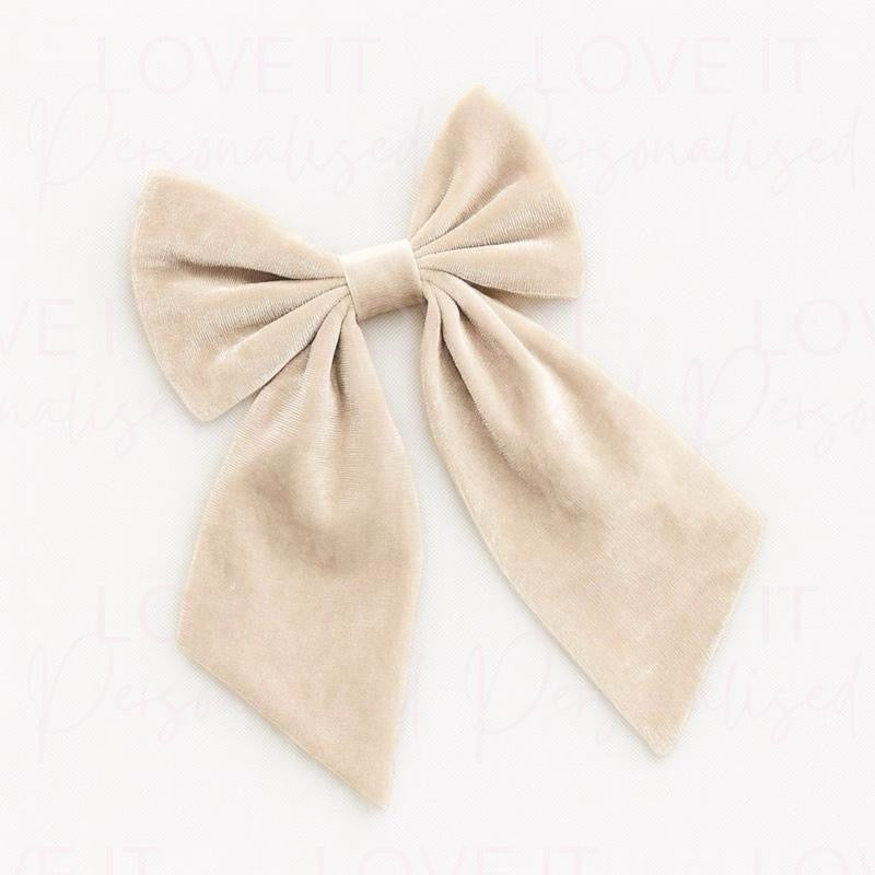 Personalised Large Velvet Hair Bow With Clip - 8 Colours