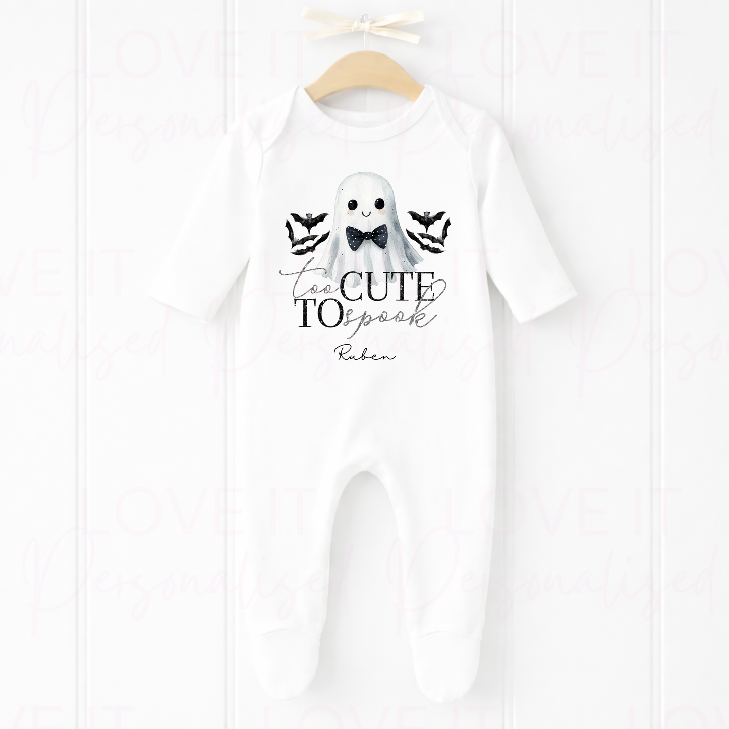 Personalised Too Cute To Spook Halloween Bib/Bodysuit/Sleepsuit