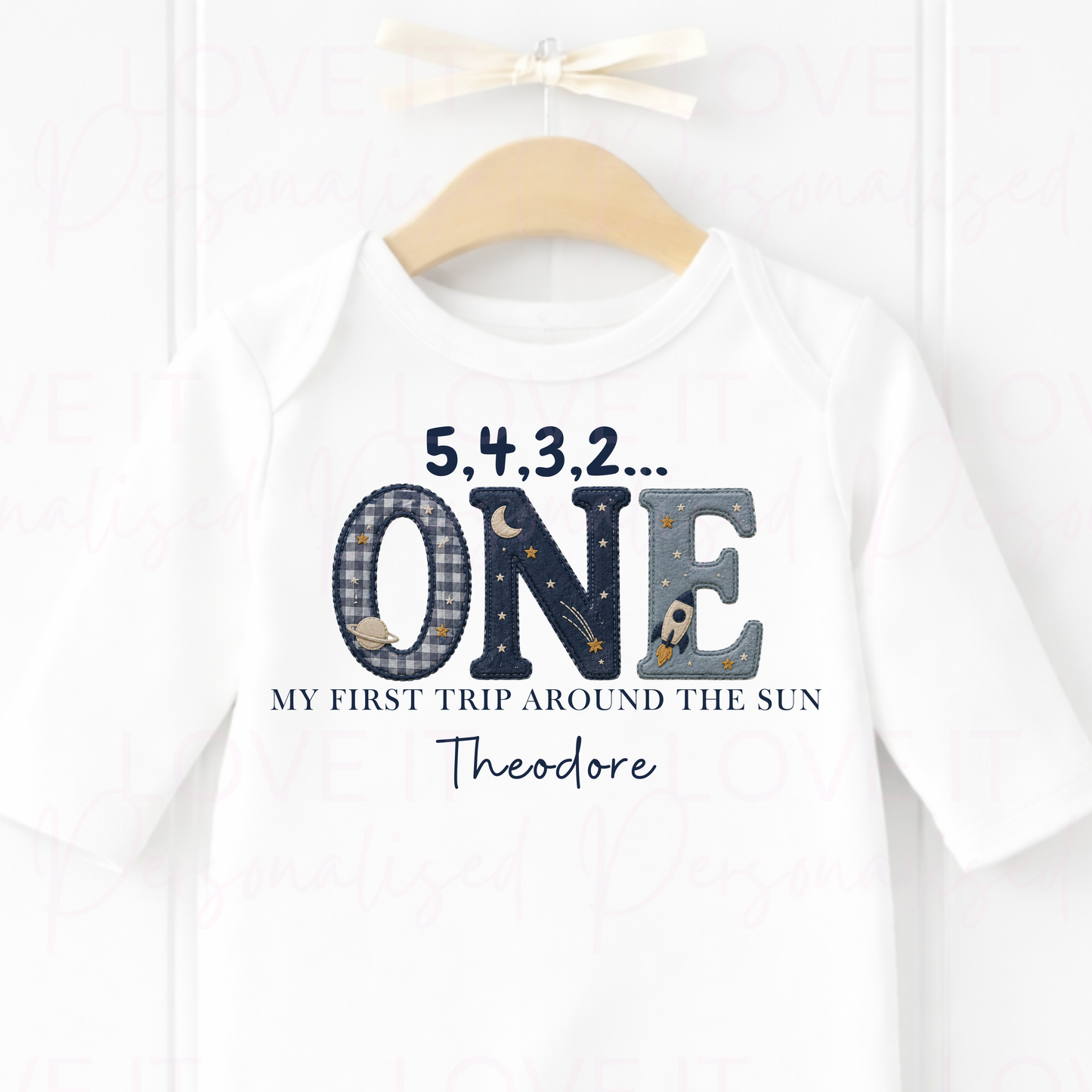 Personalised First Trip Round The Sun Space Birthday Outfit - Bodysuit/Sleepsuit/T-Shirt
