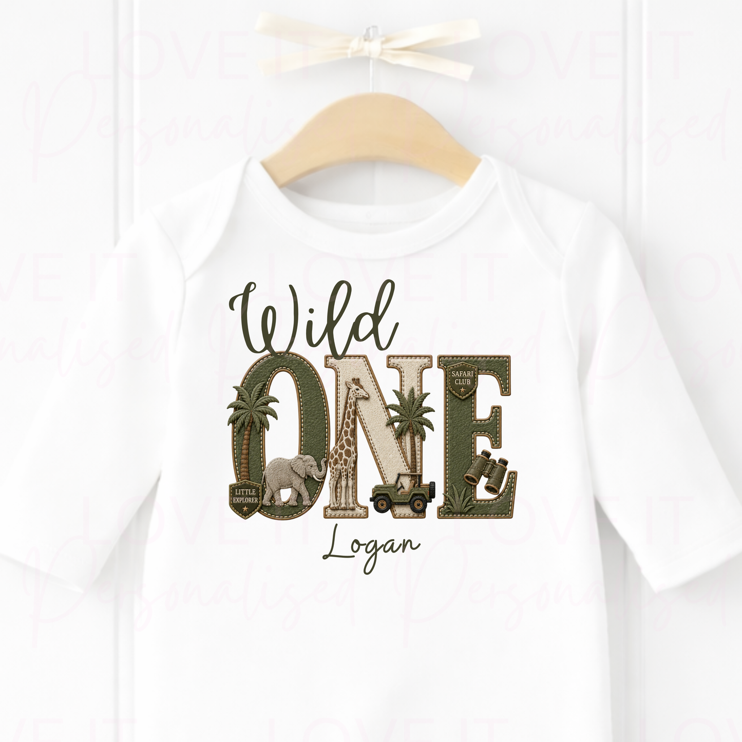 Personalised Wild One Safari Birthday Outfit - Bodysuit/Sleepsuit/T-Shirt
