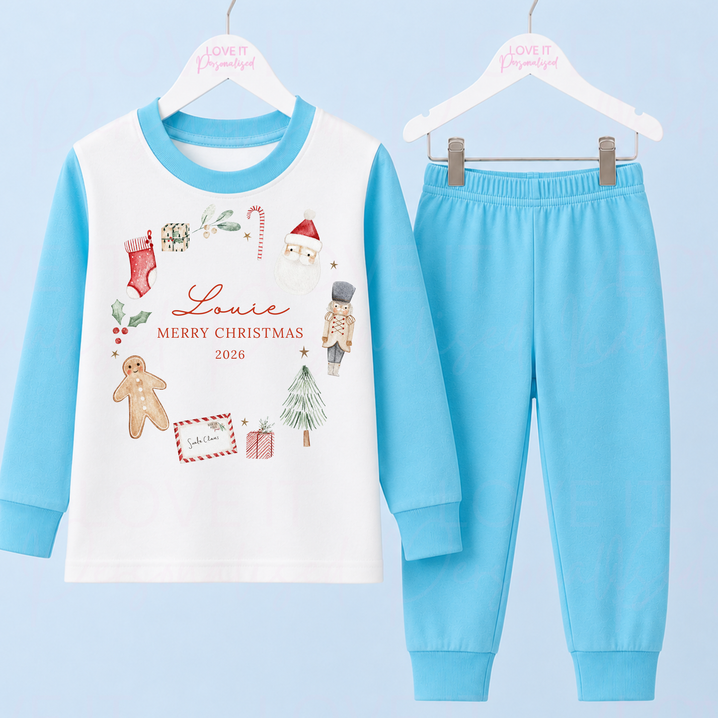 Personalised Christmas Wreath Family Matching Pyjamas