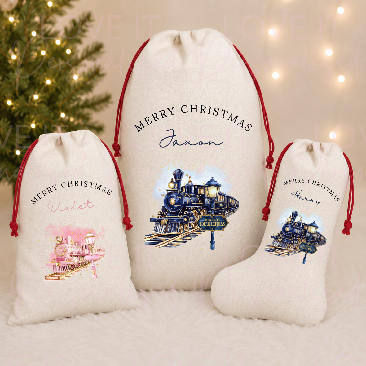 Personalised Christmas Express Train Stocking/Sack
