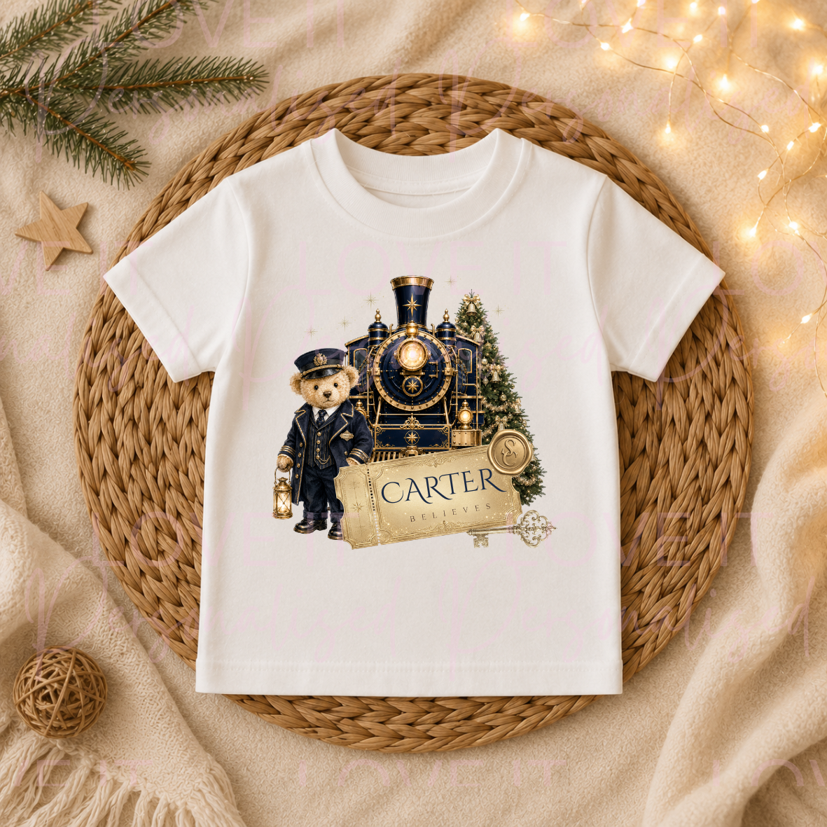Personalised Christmas Believe Train T-Shirt