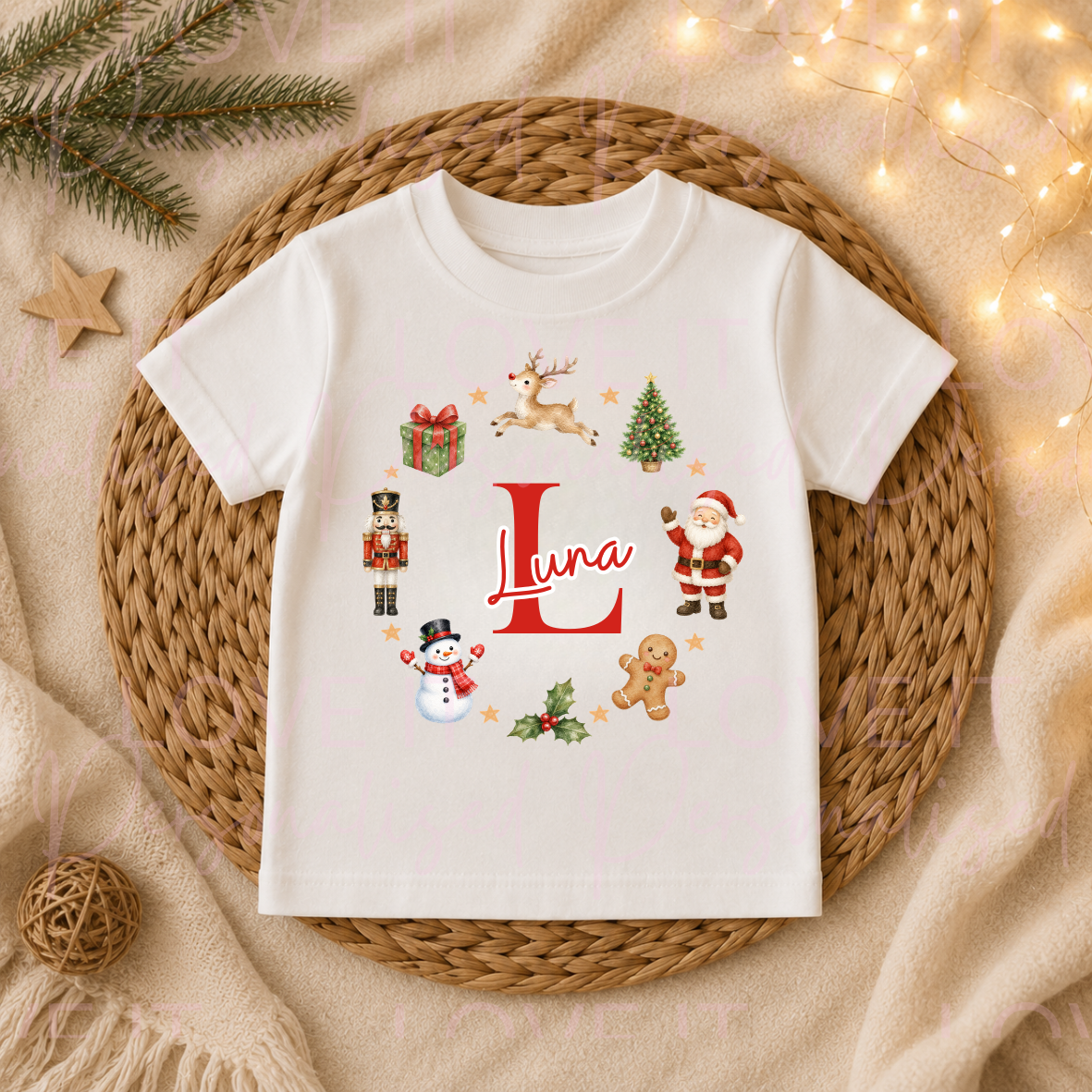 Personalised Christmas Wreath T-Shirt