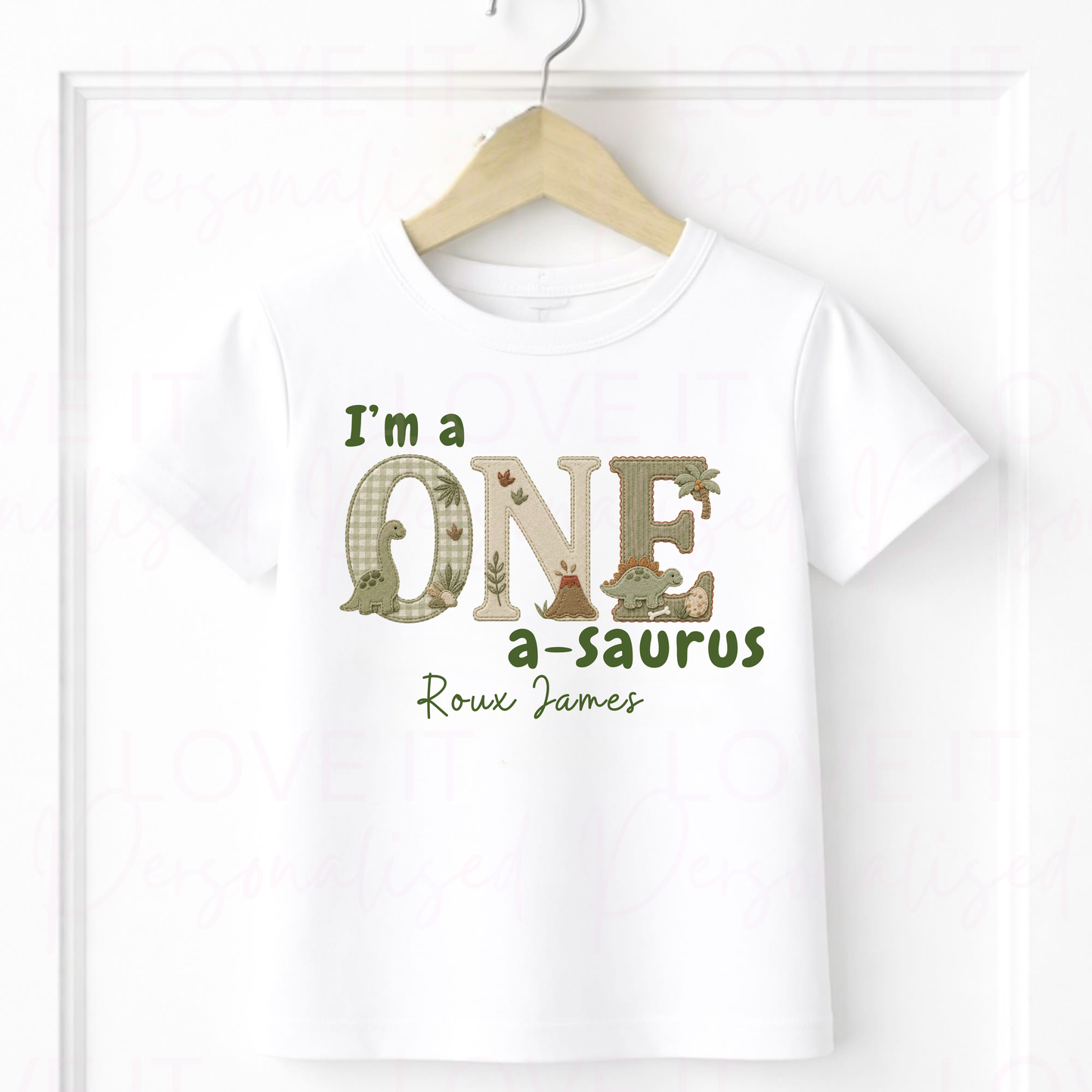 Personalised One a-saurus Dinosaur Birthday Outfit - Bodysuit/Sleepsuit/T-Shirt