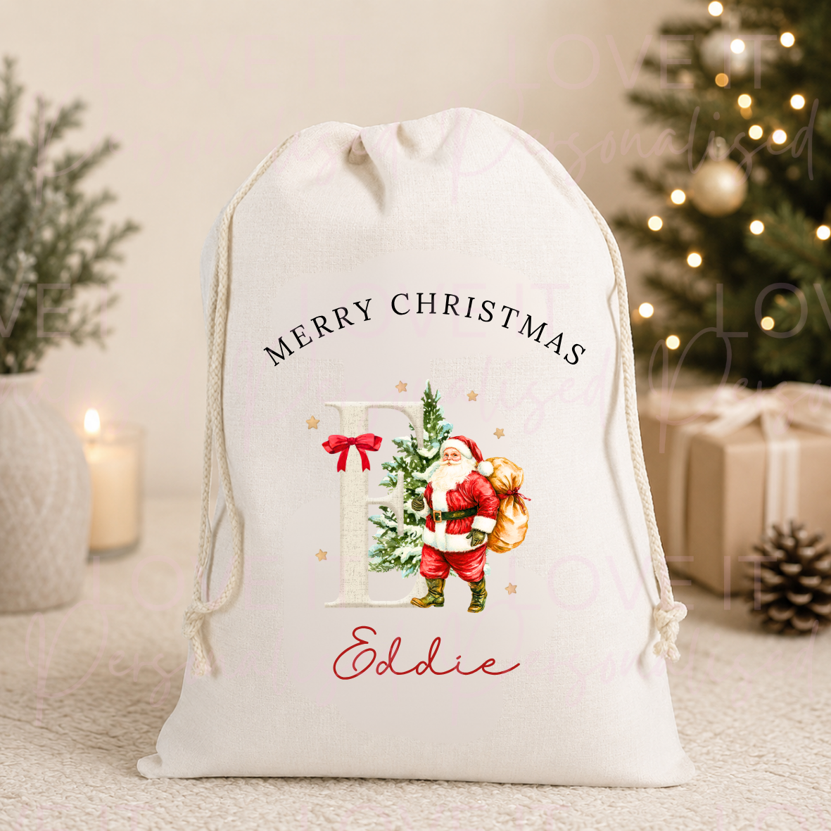 Personalised Christmas Santa Initial Stocking/Sack
