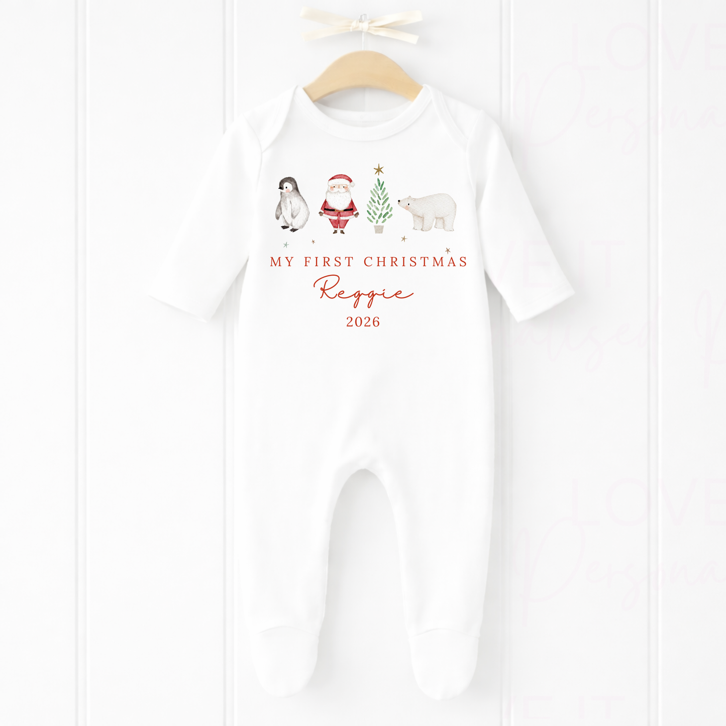 Personalised First Christmas Bib/Bodysuit/Sleepsuit